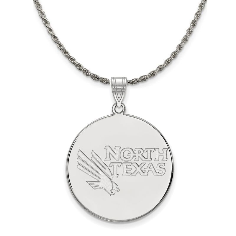 Sterling Silver North Texas Xl Disc Pendant Necklace - 20 Inch